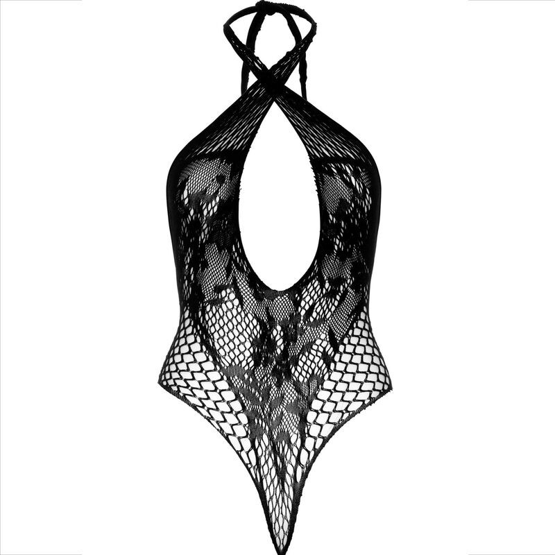 LEG AVENUE TEDDY HALTER CON ENCAJE NEGRO
