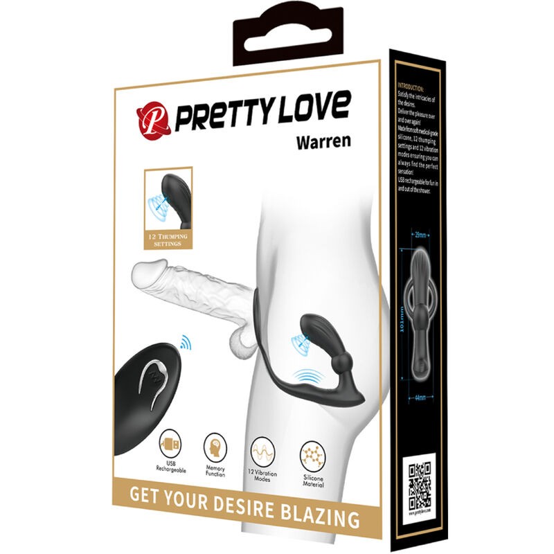 PRETTY LOVE WARREN ANILLO VIBRADOR ANAL NEGRO