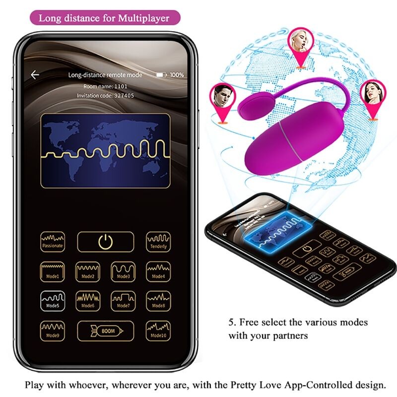 PRETTY LOVE NYMPH HUEVO VIBRADOR CONTROLADO POR APP VIOLETA