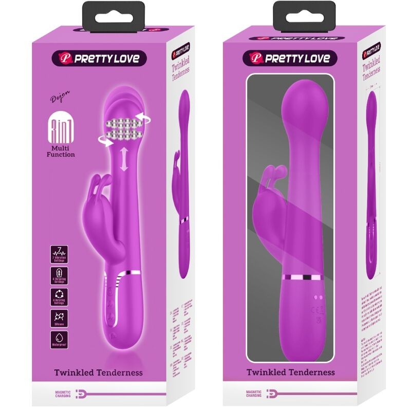 PRETTY LOVE DEJON VIBRADOR RABBIT 3 EN 1 MULTIFUNCIoN VIOLETA