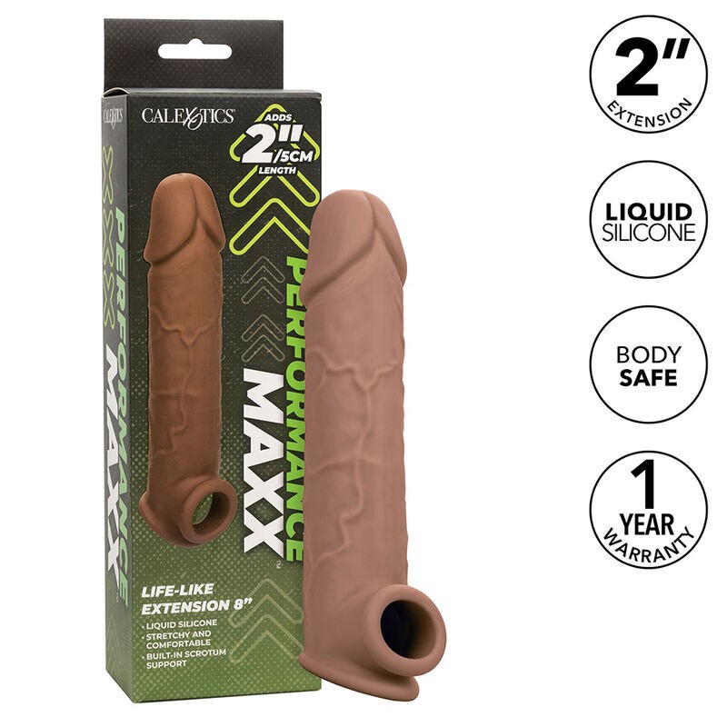 CALEXOTICS PERFORMANCE MAXX EXTENSIoN REALISTA 8 PIEL MORENO