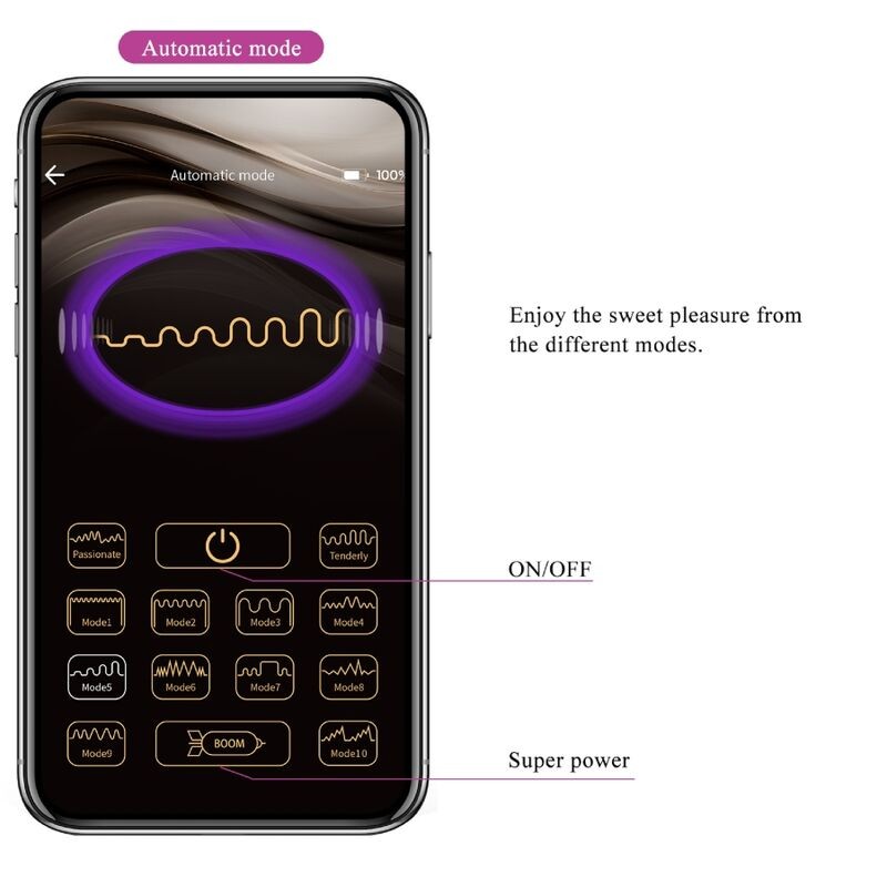 PRETTY LOVE NYMPH HUEVO VIBRADOR CONTROLADO POR APP LILA