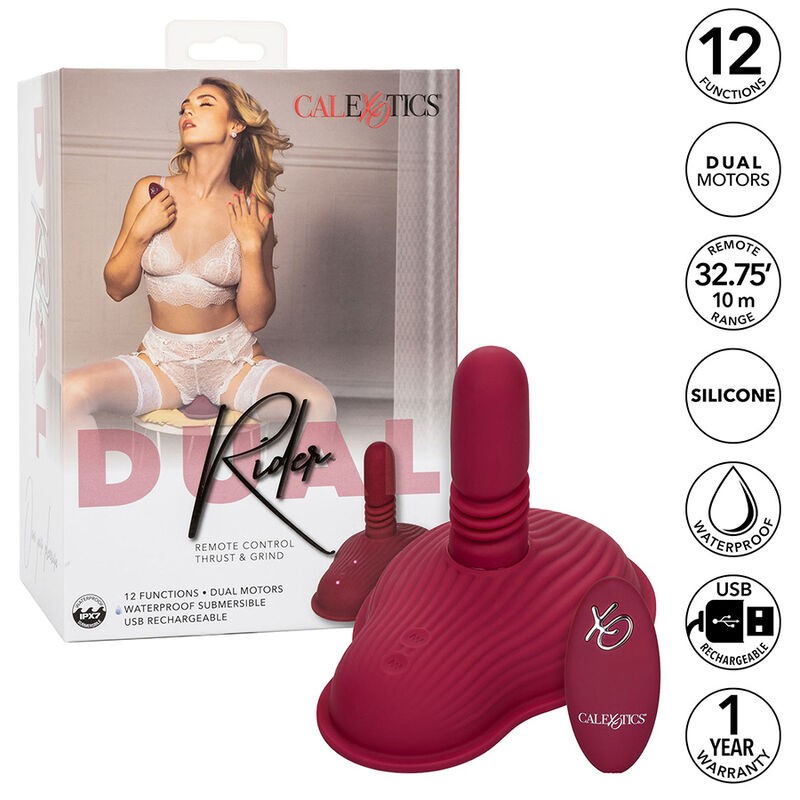 CALEXOTICS RIDER MASAJEADOR DOBLE MOTOR CONTROL REMOTO ROJO