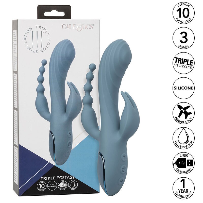 CALEXOTICS VIBRADOR TRIPLE eXTASIS GRIS