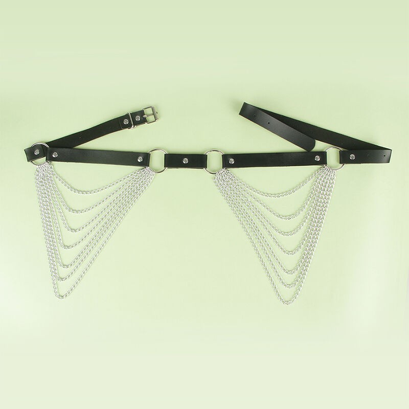 SUBBLIME CINTURON DE CADENAS CUERO NEGRO TALLA uNICA
