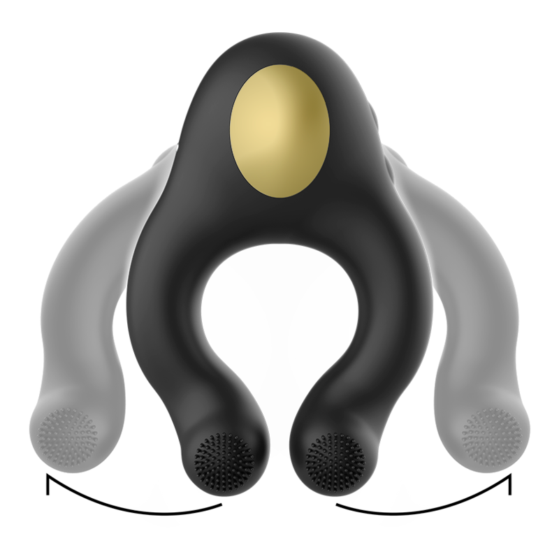 ARMONY ANILLO VIBRADOR SILICONA 3 MOTORES RECARGABLE NEGRO DORADO