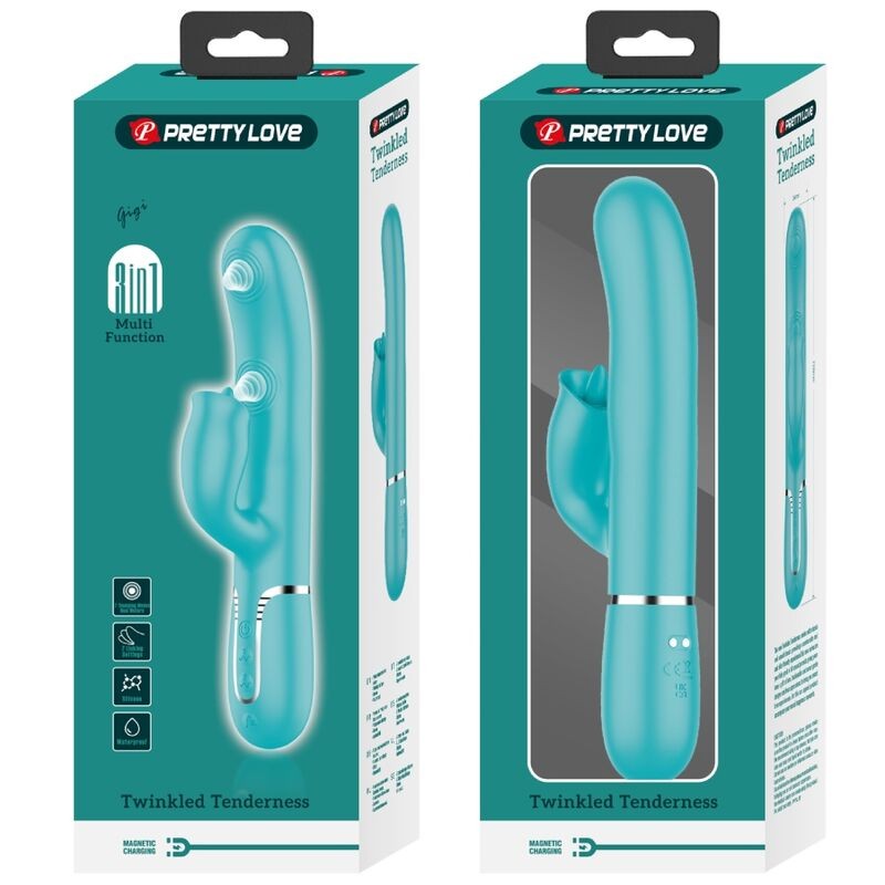 PRETTY LOVE VIBRADOR RABBIT CON LICKING VERDE AGUA