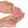 KINK PINZAS PARA PEZONES LUMINOSAS FORMA CALABERA CON CASCABEL SONORO AJUSTABLE VERDE PLATEADO