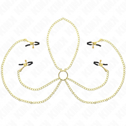 KINK PINZAS PARA PEZONES Y CLaTORIS 4 ENGANCHES AJUSTABLE DORADO