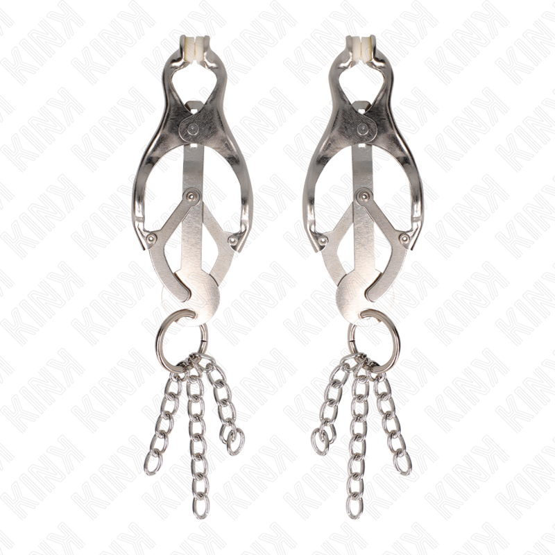 KINK PINZAS PARA PEZONES ESTILO JAPONaS CON CADENAS PLATEADO