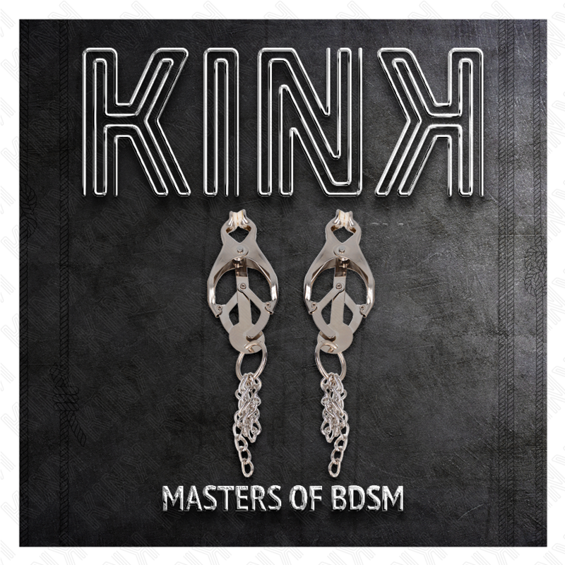 KINK PINZAS PARA PEZONES ESTILO JAPONaS CON CADENAS PLATEADO