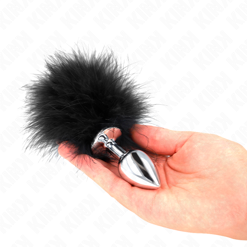 KINK PLUG ANAL 11 x 7 CM ACERO INOXIDABLE CON PLUMA 11 CM