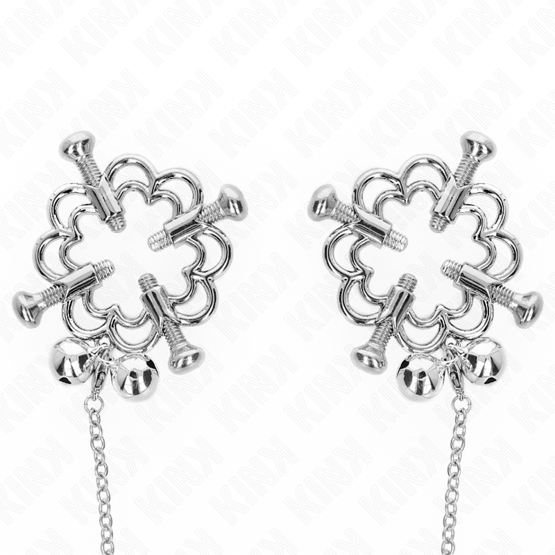 KINK PINZAS PARA PEZONES FLOR METaLICA CON CADENA