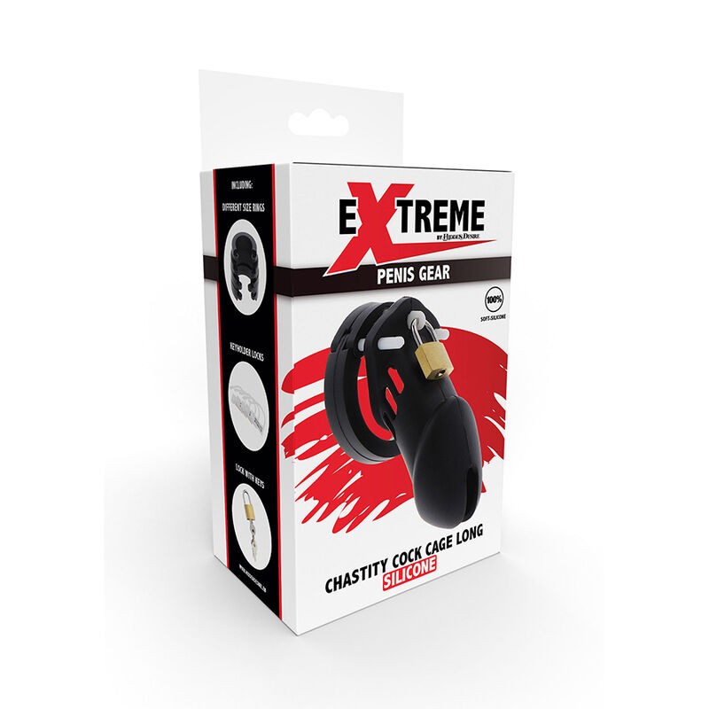 HIDDEN DESIRE EXTREME JAULA DE CASTIDAD SILICONA TALLA L NEGRO