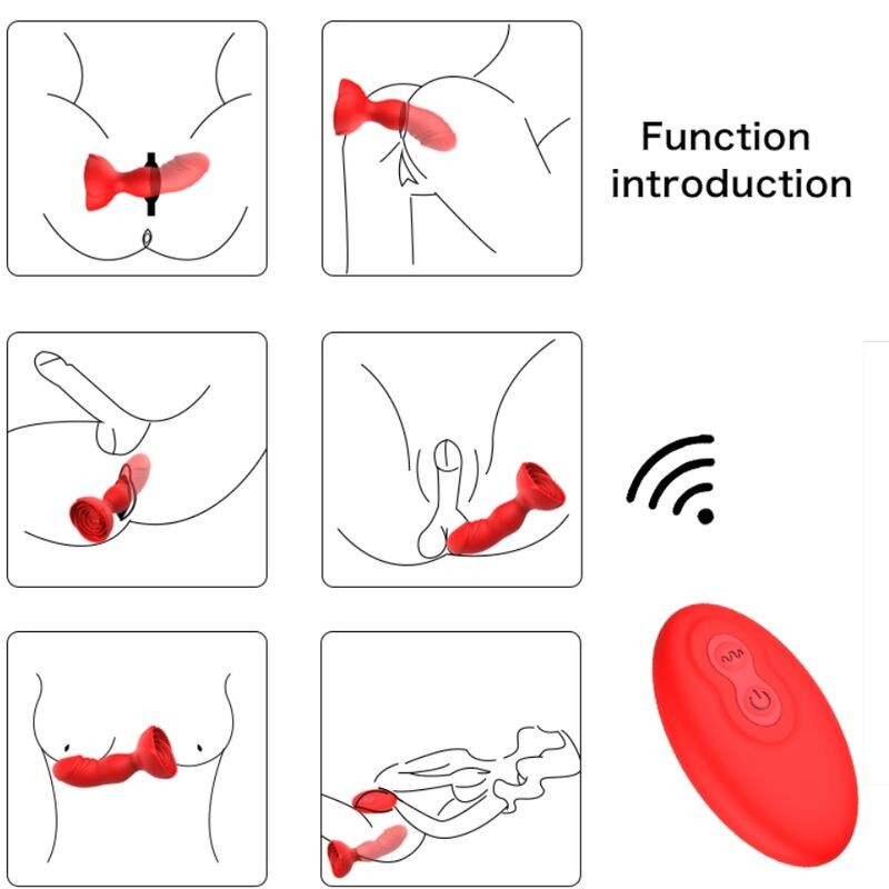 ARMONY EXTREME A BLOOM ROSA VIBRADOR PLUG ANAL CONTROL REMOTO ROJO