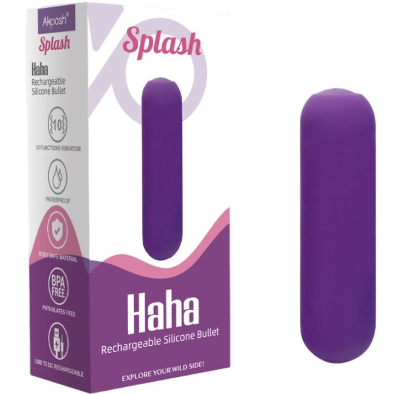 ARMONY SPLASH HAHA BALA VIBRADORA SILICONA 10 VIBRACIONES 75 X 19 CM MORADO