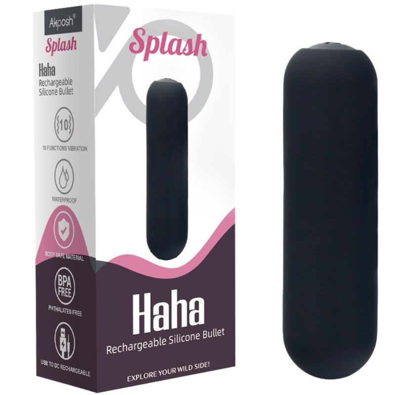 ARMONY SPLASH HAHA BALA VIBRADORA SILICONA 10 VIBRACIONES 75 X 19 CM NEGRO