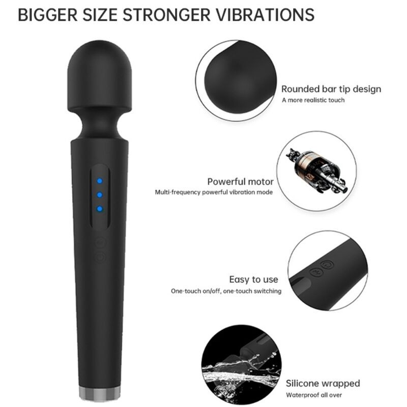 ARMONY X POWER LARGE MASAJEADOR VIBRADOR 7 VIBRACIONES NEGRO