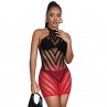 SUBBLIME 952242 BODYSTOCKING DE REJILLA ELSTICO DEGRADADO ROJO Y NEGRO TALLA aNICA