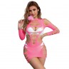 SUBBLIME 952273 BODYSTOCKING DE REJILLA ELSTICO MANGA LARGA ROSA TALLA aNICA