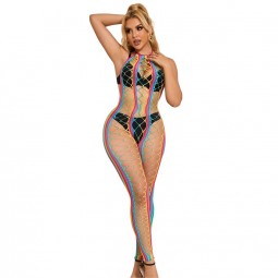 SUBBLIME 952358 BODYSTOCKING DE REJILLA CUELLO HALTER ARCOIRIS TALLA aNICA