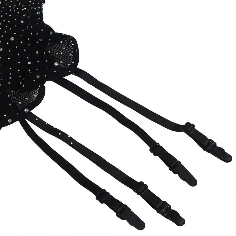 SUBBLIME 952174 BODYSTOCKING DE REJILLA CON GUANTES Y DIAMANTES NEGRO TALLA aNICA