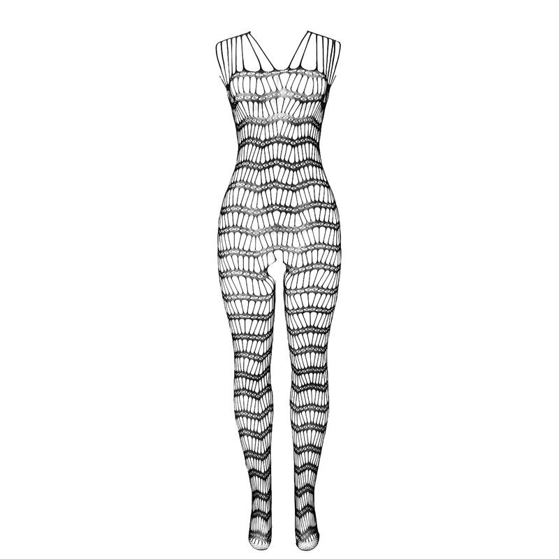 SUBBLIME 951696 BODYSTOCKING CROTCHLESS DE REJILLA CON TIRAS EN HOMBROS NEGRO TALLA aNICA