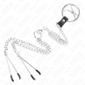 KINK ANILLO PENE TRIPLE METAL CROMADO 3 CM A 45 CM CON CADENA METAL 26 CM Y PINZAS PARA PEZONES