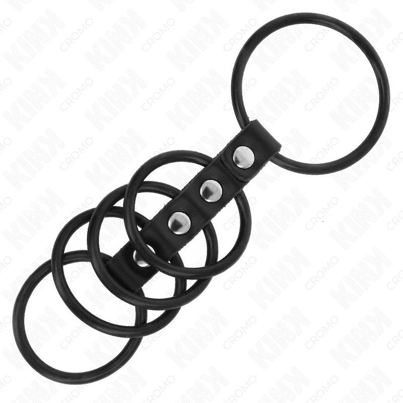 KINK 5 ANILLOS PENE SILICONA 38 CM A 48 CM CONECTADOS POR CUERO