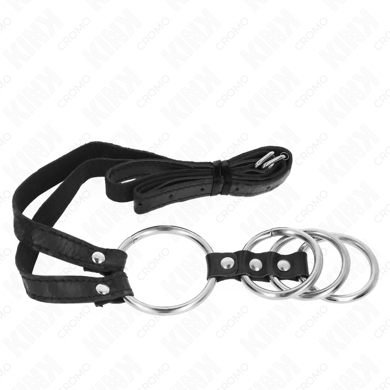 KINK 4 ANILLOS PENE METAL CONECTADOS 38 CM A 5 CM CON CINTURaN DE POLIPIEL 112 CM