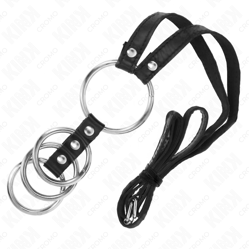 KINK 4 ANILLOS PENE METAL CONECTADOS 38 CM A 5 CM CON CINTURaN DE POLIPIEL 112 CM
