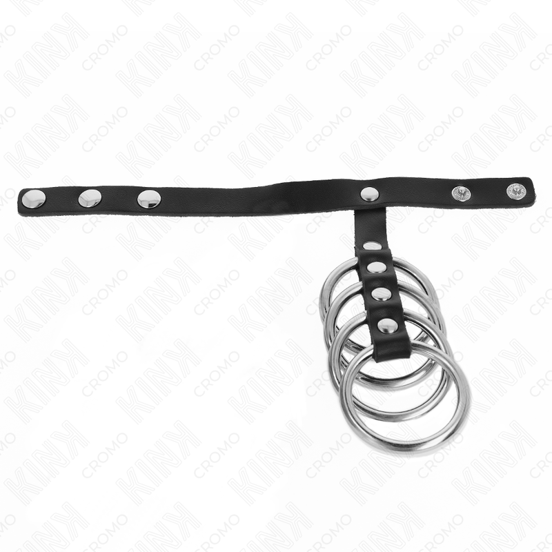 KINK 4 ANILLOS PENE METAL 38 CM CONECTADOS CON CORREA DE CUERO 22 X 15 CM Y CIERRE A PRESIaN