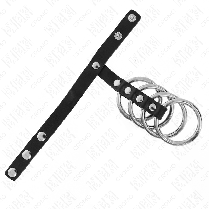 KINK 4 ANILLOS PENE METAL 38 CM CONECTADOS CON CORREA DE CUERO 22 X 15 CM Y CIERRE A PRESIaN
