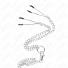 KINK ANILLO PENE TRIPLE METAL CROMADO 38 CM A 5 CM CON CADENA METAL 26 CM Y PINZAS PARA PEZONES MODELO 2