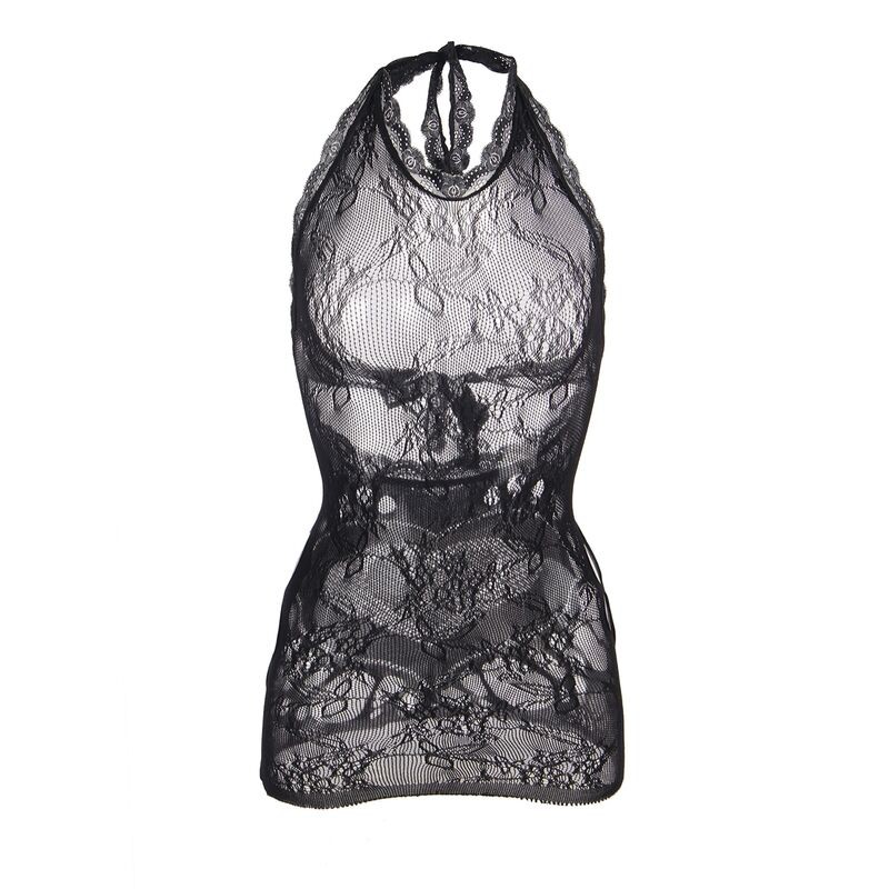 SUBBLIME 952075 VESTIDO CORTO DE REJILLA CON ESPALDA DESCUBIERTA Y DETALLE DE CORAZaN NEGRO TALLA aNICA