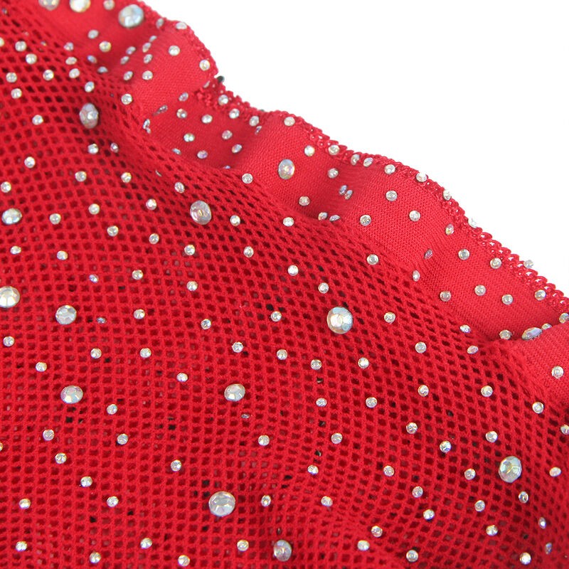 SUBBLIME 952181 BODYSTOCKING DE REJILLA CON GUANTES Y DIAMANTES ROJO TALLA aNICA