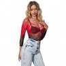 SUBBLIME 952259 BODYSTOCKING DE REJILLA ELSTICO MANGA LARGA DEGRADADO ROJO Y NEGRO TALLA aNICA