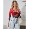 SUBBLIME 952259 BODYSTOCKING DE REJILLA ELSTICO MANGA LARGA DEGRADADO ROJO Y NEGRO TALLA aNICA