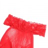 SUBBLIME 952372 BODYSTOCKING CROTCHLESS DE REJILLA Y ENCAJE CON CUELLO ALTO ROJO TALLA aNICA