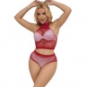 SUBBLIME 952402 BODYSTOCKING CONJUNTO DE REJILLA CON BRILLANTES ROJO TALLA aNICA