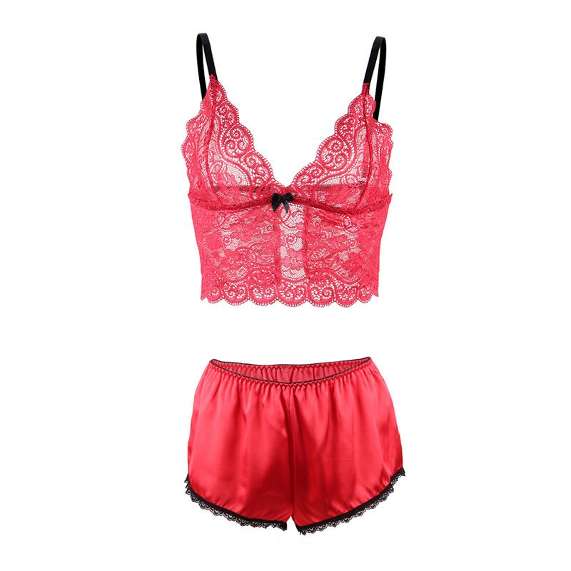 SUBBLIME 953898 CAMISaN DE SEDA Y ENCAJE PANTIES ROJO S M