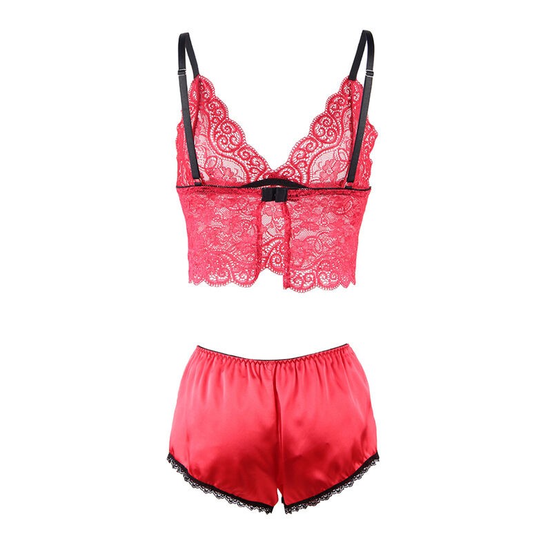 SUBBLIME 953904 CAMISaN DE SEDA Y ENCAJE PANTIES ROJO L XL