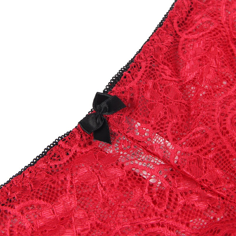 SUBBLIME 953904 CAMISaN DE SEDA Y ENCAJE PANTIES ROJO L XL