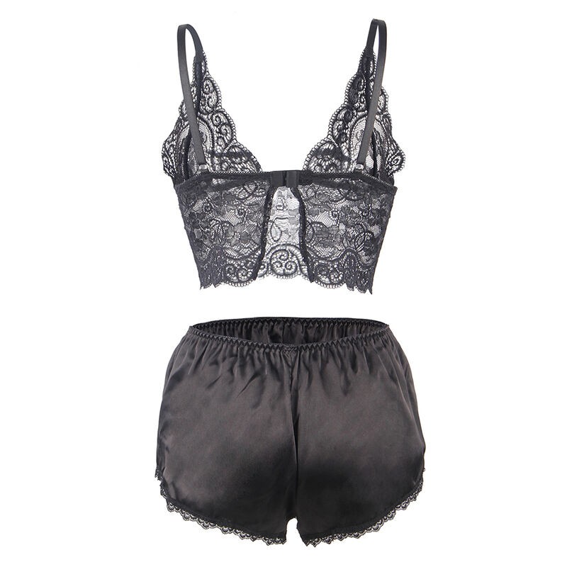 SUBBLIME 953911 CAMISaN DE SEDA Y ENCAJE PANTIES NEGRO S M