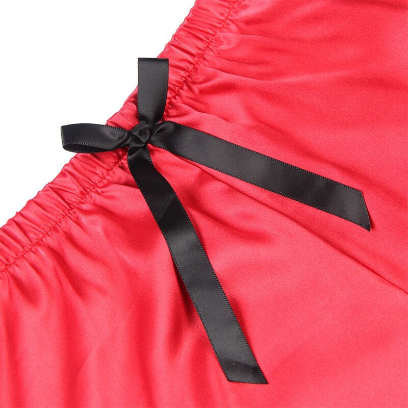 SUBBLIME 953959 CAMISaN INFORMAL DE SEDA PANTALaN ENCAJE NEGRO ROJO S M