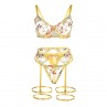 SUBBLIME 954352 SUJETADOR TANGA LIGUEROS DISEaO FLORAL AMARILLO L XL