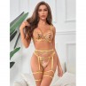 SUBBLIME 954352 SUJETADOR TANGA LIGUEROS DISEaO FLORAL AMARILLO L XL