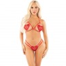 LEG AVENUE SUJETADOR DE COPA ABIERTA TANGA DISEaO DE CORAZaN ROJO TALLA aNICA