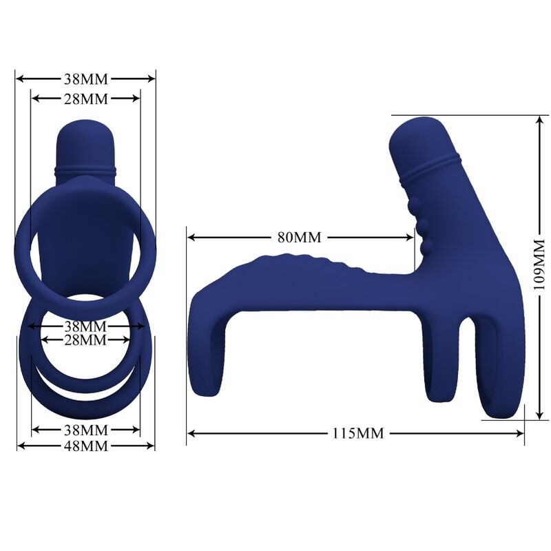 PRETTY LOVE ELISH ANILLO VIBRADOR CON EXTENSIaN AZUL