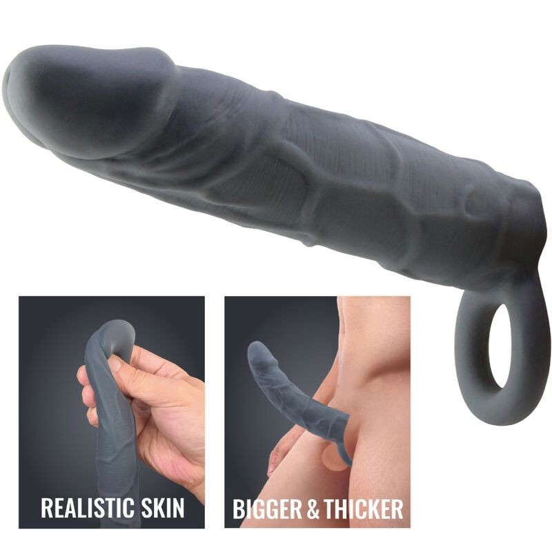 PRETTY LOVE FUNDA DE PENE DE PIEL REALaSTICA GRIS OSCURO